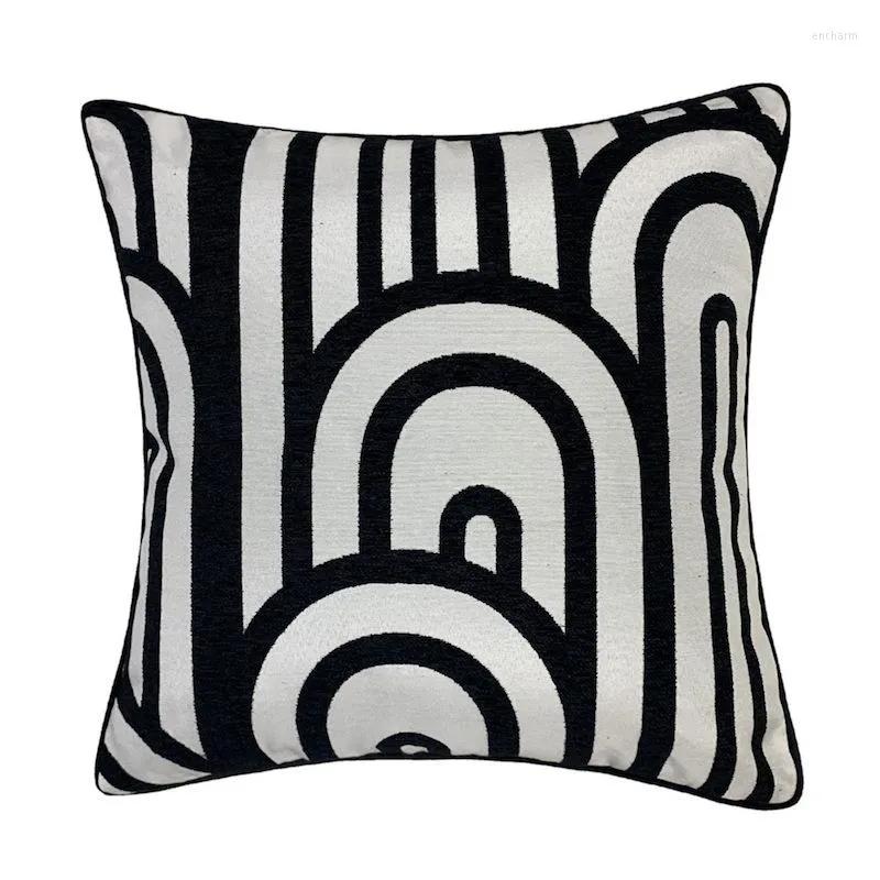 Poduszka Dunxdeco Modern Art Retro Biała czarna geometryczna kwadratowa sofa Sofa krzesło Dekoracyjne dekoracje pokoju