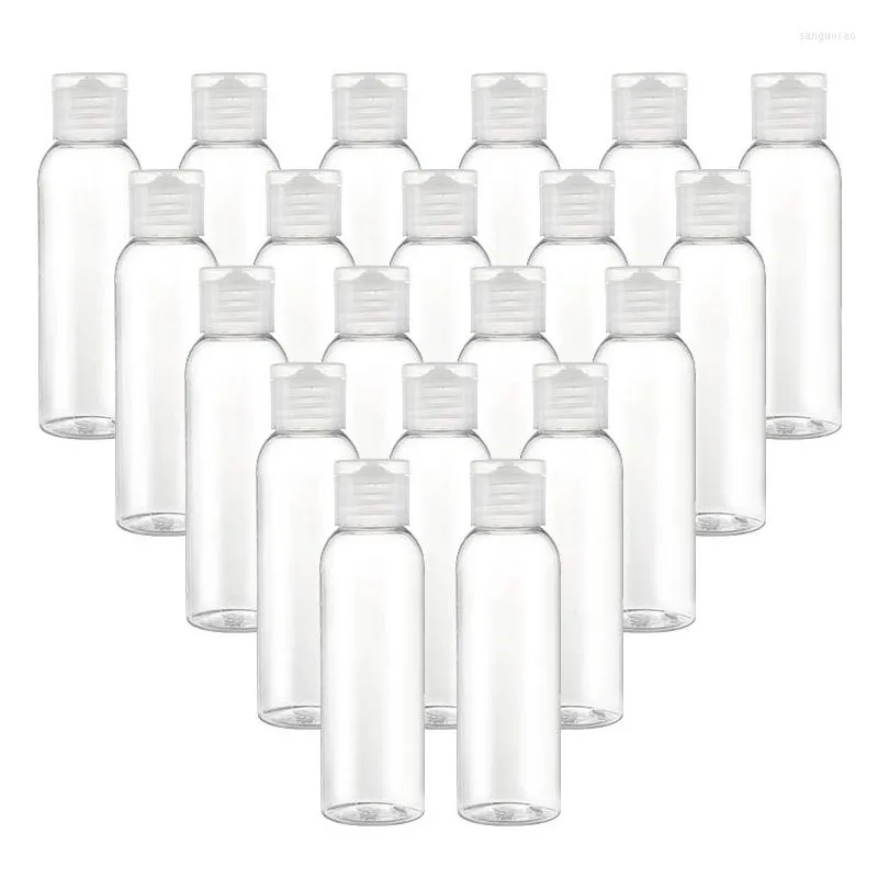 Butelki do przechowywania 5pcs 5-100 ml plastikowe zwierzak Flip Lid Lotn Hurtowa Clear Sposobowa próbka Próbka pojemnika Mini Travel Fili Butelka płynna