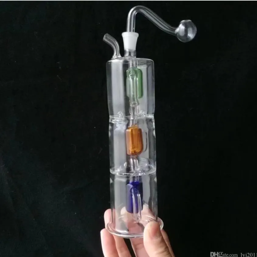 Dreischichtige Schallwandfilter-Wasserflasche Großhandel Glasbongs Ölbrenner Glaswasserpfeifen Bohrinseln Raucherinseln