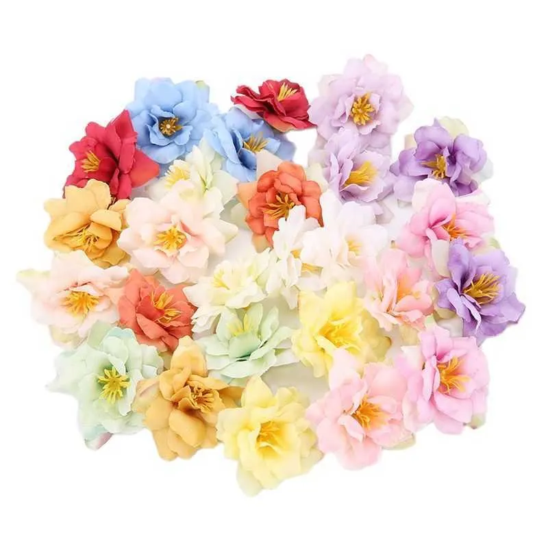 Ghirlande di fiori decorativi 10 pezzi 5,5 cm testa di fiore artificiale seta rosa orchidea per decorazione di nozze festa corona fai da te regalo scrapbooking mestiere fiore finto T230217