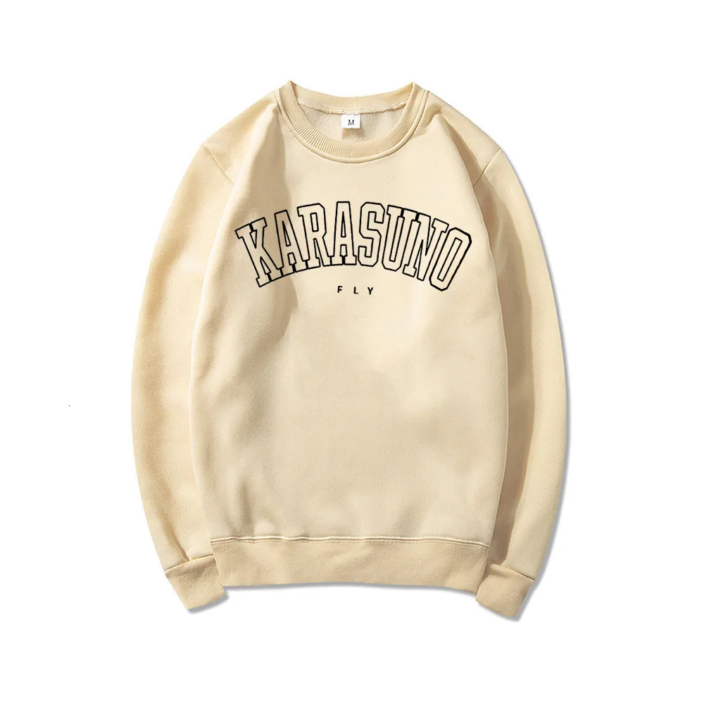 レディースフーディーズスウェットシャツhaikyuu karasuno fly crewneck sweatshirt unisex haikyuu karasunoアニメパーカー女性カジュアルパーカー