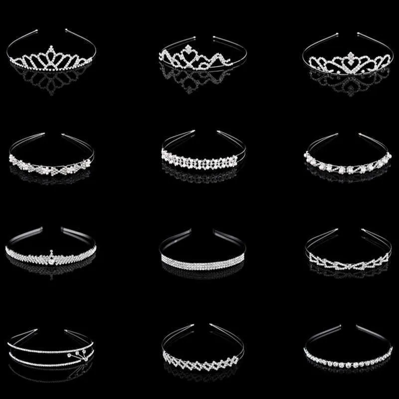 Tiaras Fashion popular crystal crown headdress children princess crown headband wedding flower girl hair accessories Z0220