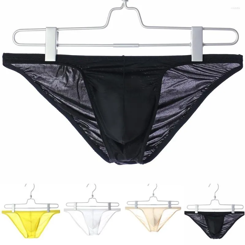 Sous-vêtements hommes sexy mince glace soie slips sous-vêtements respirants U poche convexe pénis renflement lingerie érotique