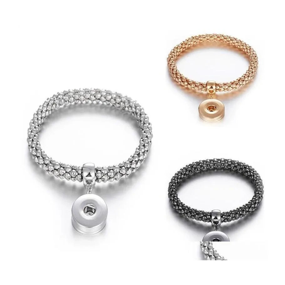 Charm Bracelets Noosa Snap Bracelet Jewelry Sier Goldb Elastic Ginger Buttons Bangle Fit DIY 18mm 스냅 클래식 드롭 배달 DHVQF