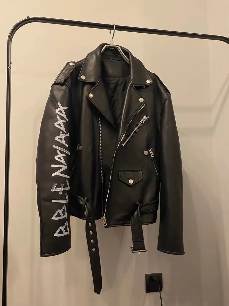 2023 Män fårskinn Bomber Shearling Kort läderjacka Mens Motorcykeljackor Flight Coat BB Paris