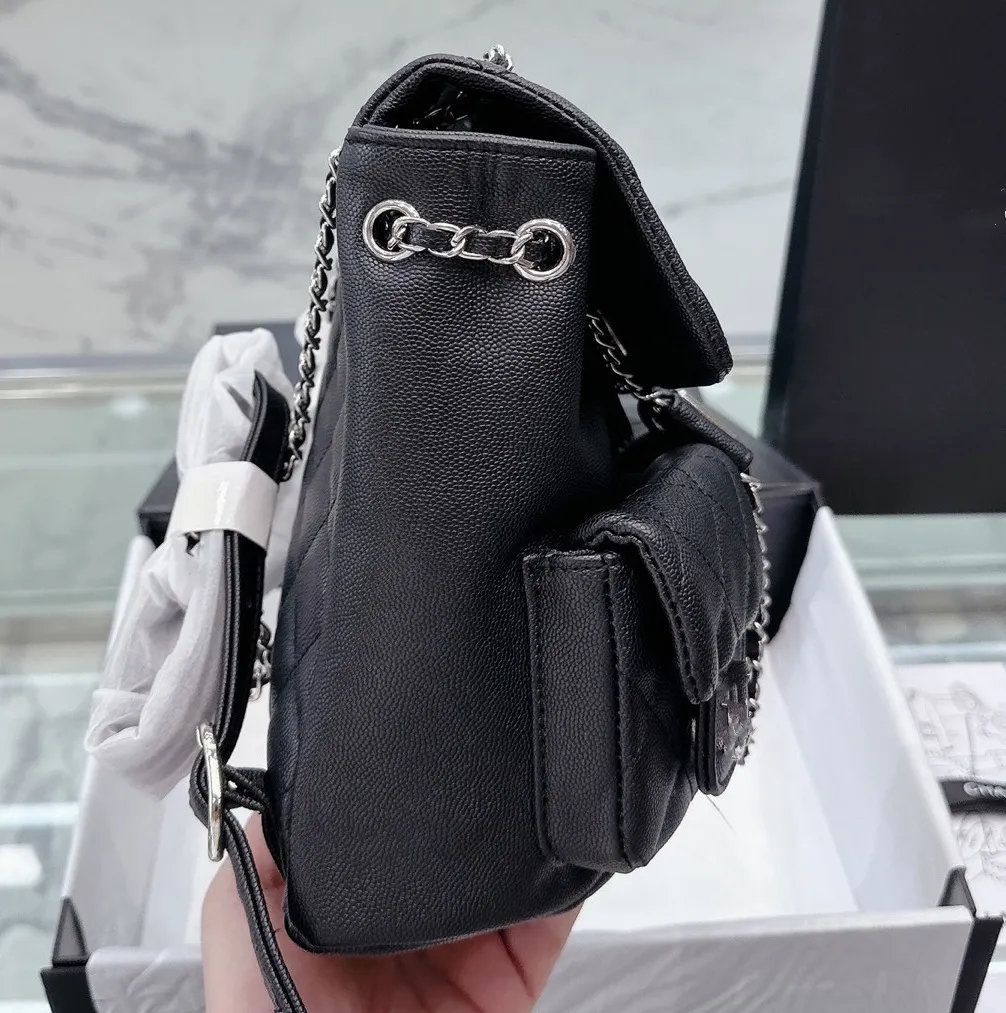 Luxury Mini Backpack Designers Cc Card Holder Channel Caviar Leather Drawstring Bag Silver Chain With Two Solid Womens Wallet Bags Designer Backpack Purse For Women From 137 62 DHgate