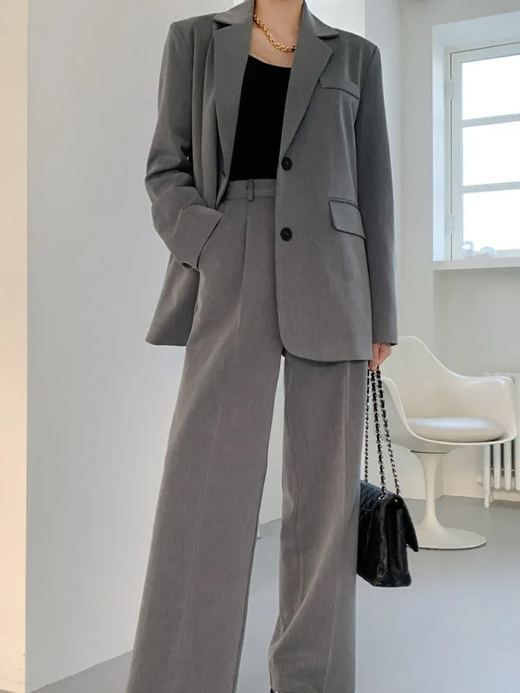 Dames Tweede stuk broek Damesbroek Pak Casual lange mouw Jacket Hoge taille Pant Vrouw 2 stuks Blazer Set Dames Fashion Elegant Pant Suit 230220