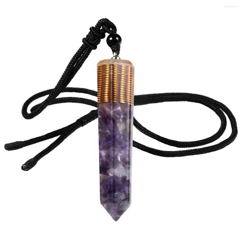 Pendentif Colliers TUMBEELLUWA Orgone Healing Crystal Points Collier de pierre pour unisexe Hexagonal Facettes Bijoux réglables