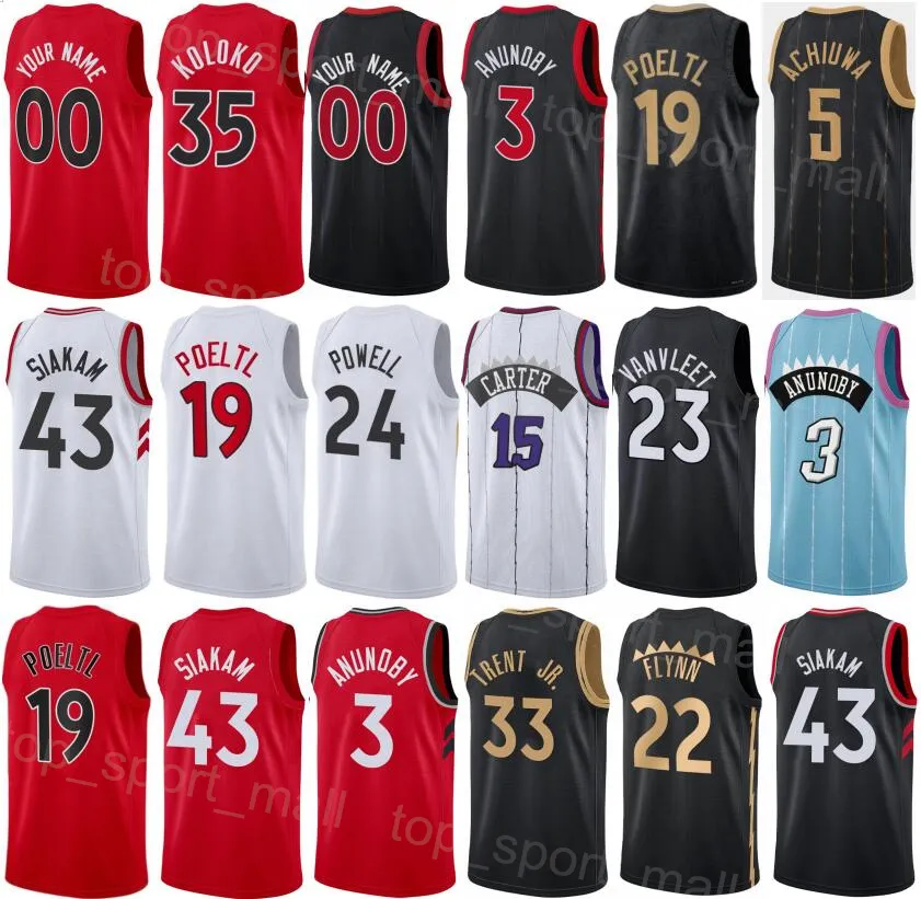 Man Barn Tryckt Basket Pascal Siakam Jersey 43 Precious Achiuwa 5 Chris Boucher 25 Malachi Flynn 22 Jakob Poeltl 19 Scottie Barnes 4 Fred VanVleet 23 Earned Icon