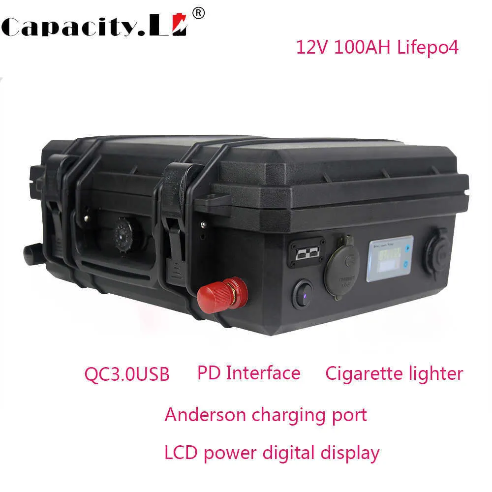 12V 200Ah Lifepo4 Battery Pack 85AH 100AH Waterproof Marine Motor Solar RV Anderson Rechargeable Lithium Battery