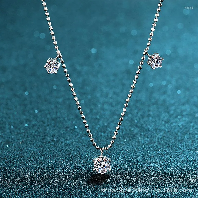 Zincirler moissanite geçti elmas testi mükemmel kesim 925 STERLING Gümüş 3.2ct Gypsophila Kolye Kadınlar Klasik Kolye