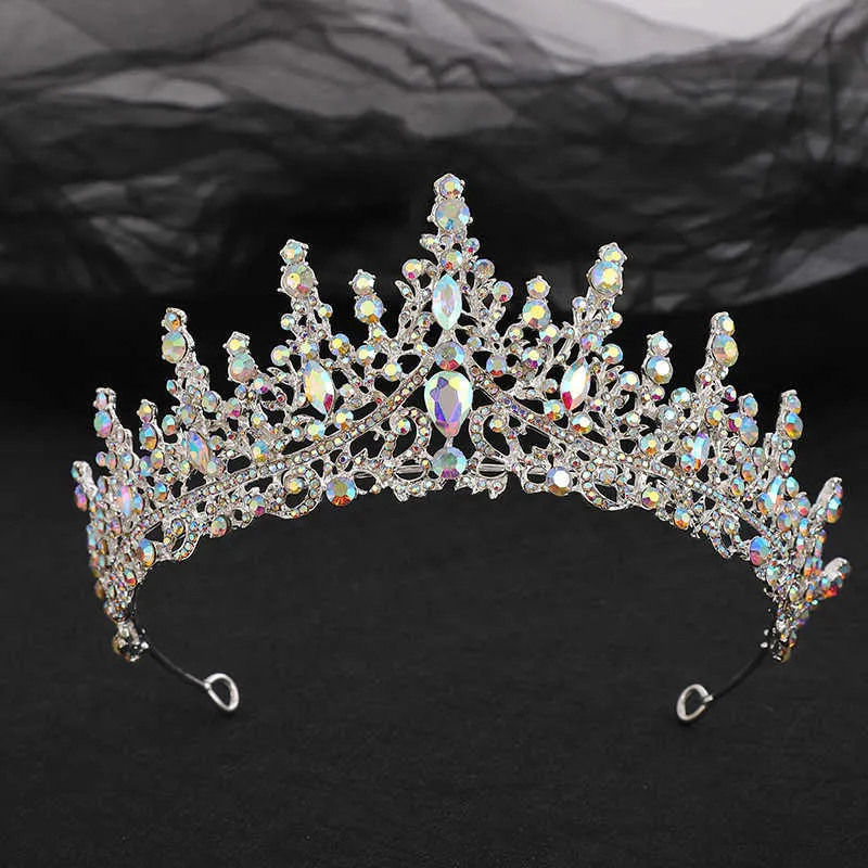 Tiaras KMVEXO Barroco Rhinestone Cristal AB Colores Tiaras Novia Tocado Prom Cumpleaños Coronas nupciales Boda Accesorios de joyería para el cabello Z0220