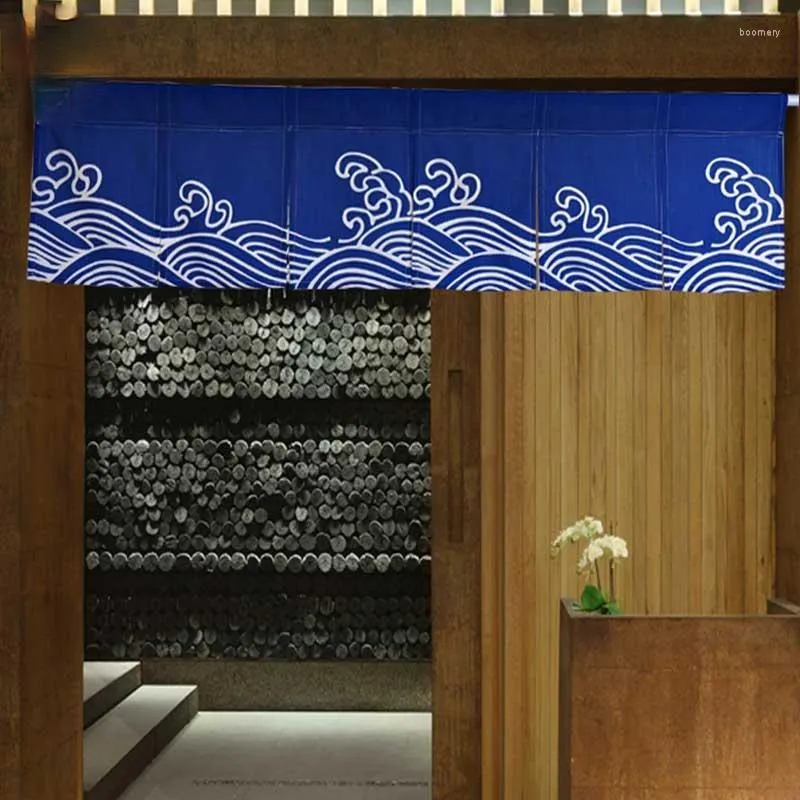 Curtain Japanese Style Ocean Wave Horizontal Sushi Restaurant Noren Kitchen Bar Home Decoration