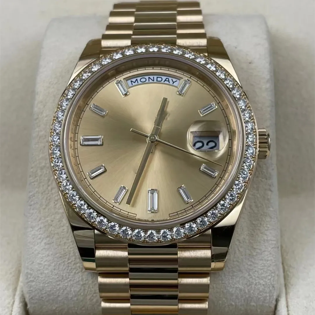 Relógio mecânico masculino 40mm m228348rbr-0002 ouro diamante safira mostrador à prova d'água 50mm 317l relógio de presente de feriado