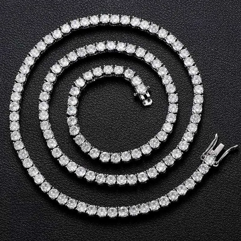 Lab Grown D Color VVS Moissanite Tennis Chain Silver Layered