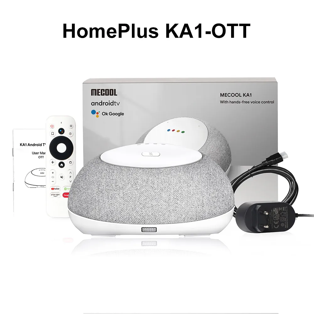 MeCool KA1 HomePlus Google Voice Android 11.0 TV Box Dual Wi Fi BT Smart Dower 2 1 AMLOGIC S905X4 AV1 OTT DVB