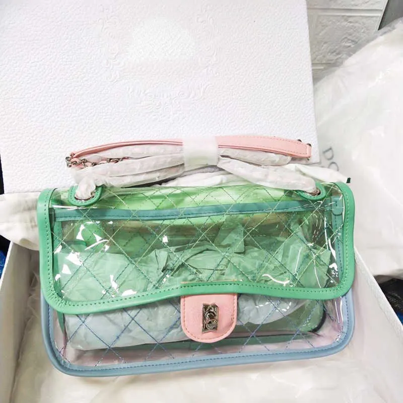 ファッション透明なショルダーバッグの女性クロスボディ財布デザイナーハンドバッグチェーンメッセンジャーバッグ小さな正方形のクラッチウォレット