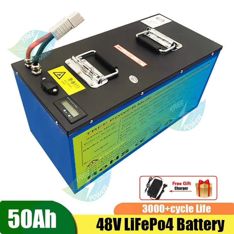 Batteria a ciclo profondo 48V 50AH LiFePO4 per bici elettrica 48v e scooter inverter per bicicletta Energia solare