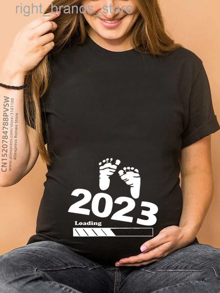 Women's T-Shirt Women's T-Shirt Baby Loading 2023 Women Printed Pregnant T Girl Maternity Short Sleeve Pregnancy Announcement New Mom Clothes0220V23
