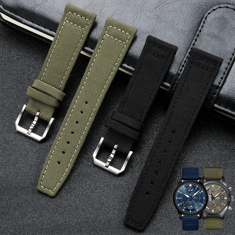 20 mm 115/75mm kalvläder canvas klockband sprick bar stift spännband passar för iwc wirstwatch