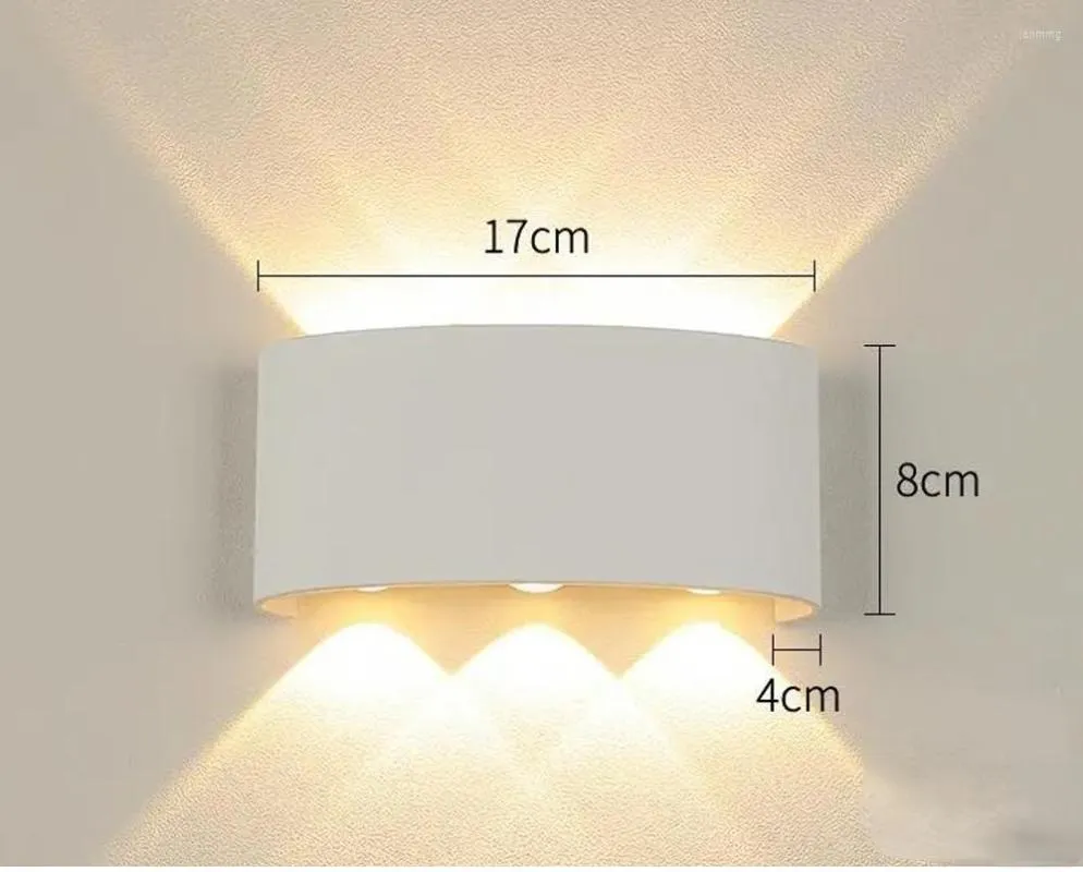 Lampa ścienna 6 W LED Light Light IP65 Wodoodporne oświetlenie zewnętrzne w pomieszczeniach A85-265V sypialnia Wewnętrzna Dekor