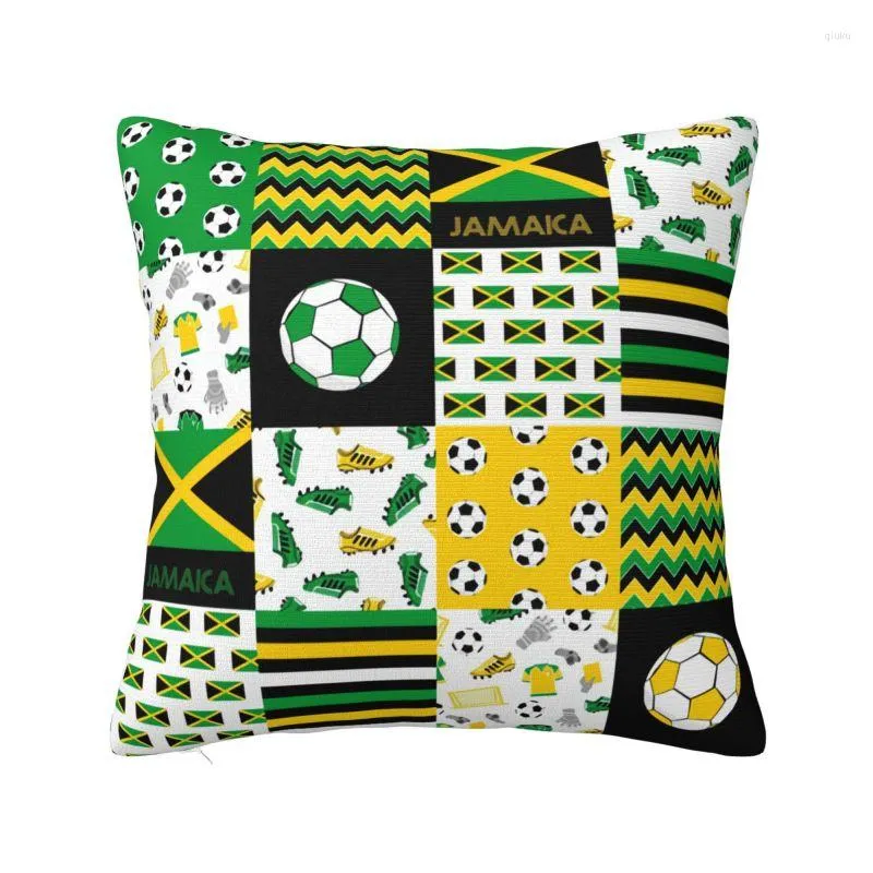 Kudde Jamaica Soccer Football Ball Pattern Cover 45x45 Hemdekorativ 3D -tryckning Kastfodral för soffan Två sida