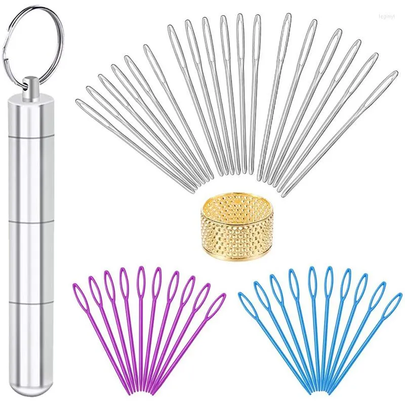 Artes e ofícios RORGETO Conjunto de agulhas de costura de couro de vários tamanhos com olhos grandes bordados feitos à mão com caixa de armazenamento