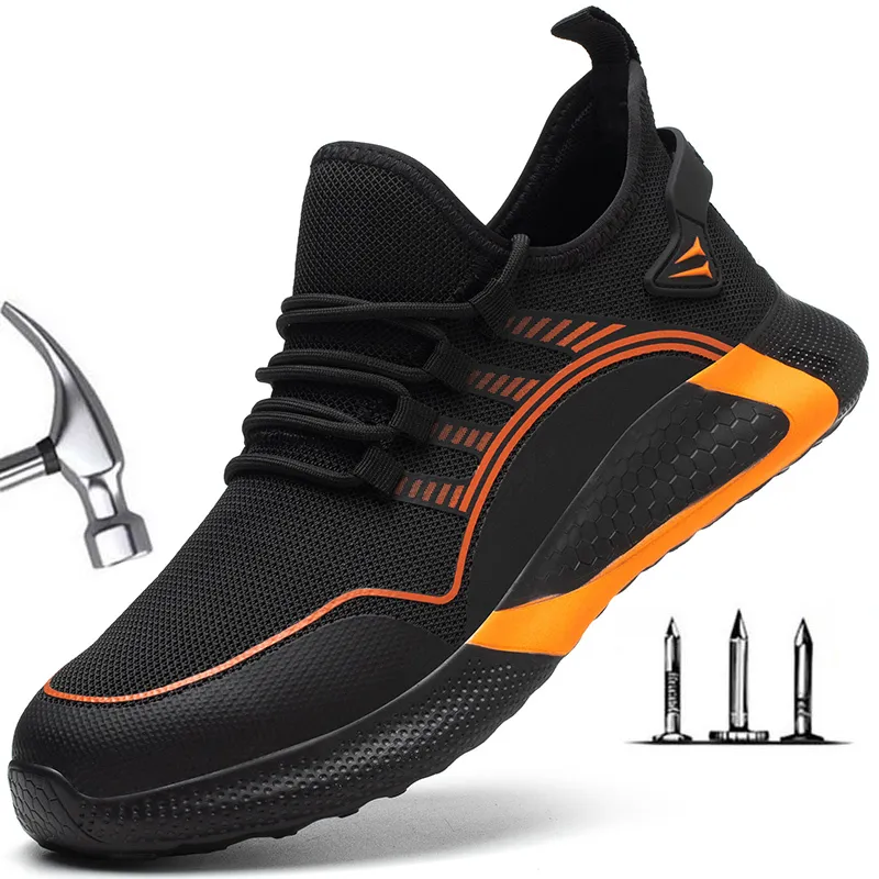 Buty lekkie buty bezpieczeństwa pracy dla mężczyzny oddychające buty do bezpieczeństwa sportowego buty robocze S3 anty-mashing Anti-Traincing 230217