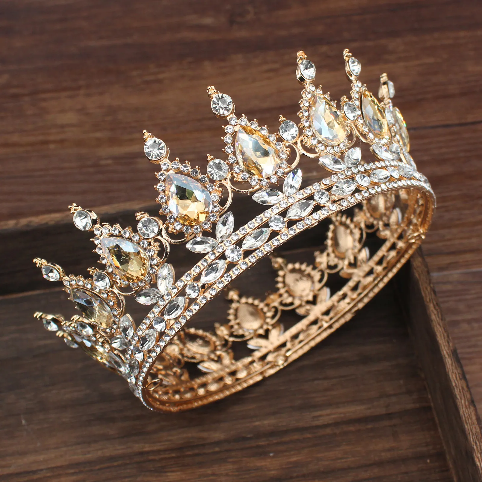 Bröllop hår smycken vintage bröllop drottning kung tiaras och kronor brudhuvud smycken tillbehör kvinnor diadem tävling huvudstycke brud hårprydnad 230217