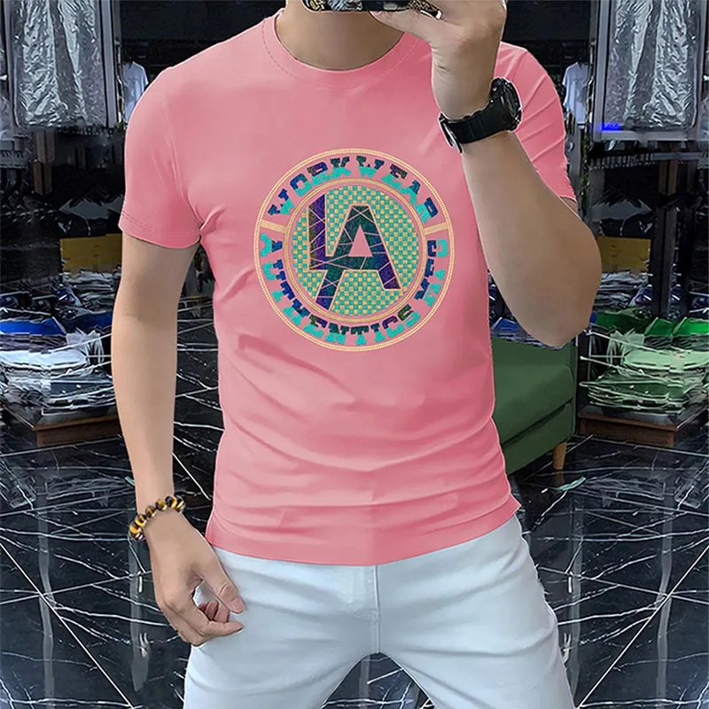 T shirt Heren Populaire Luxe Katoenen T shirts Zomer Nieuwe Jeugd Mode Merk Man Kleding Ronde Hals Heldere Kleuren Tops M 4XL