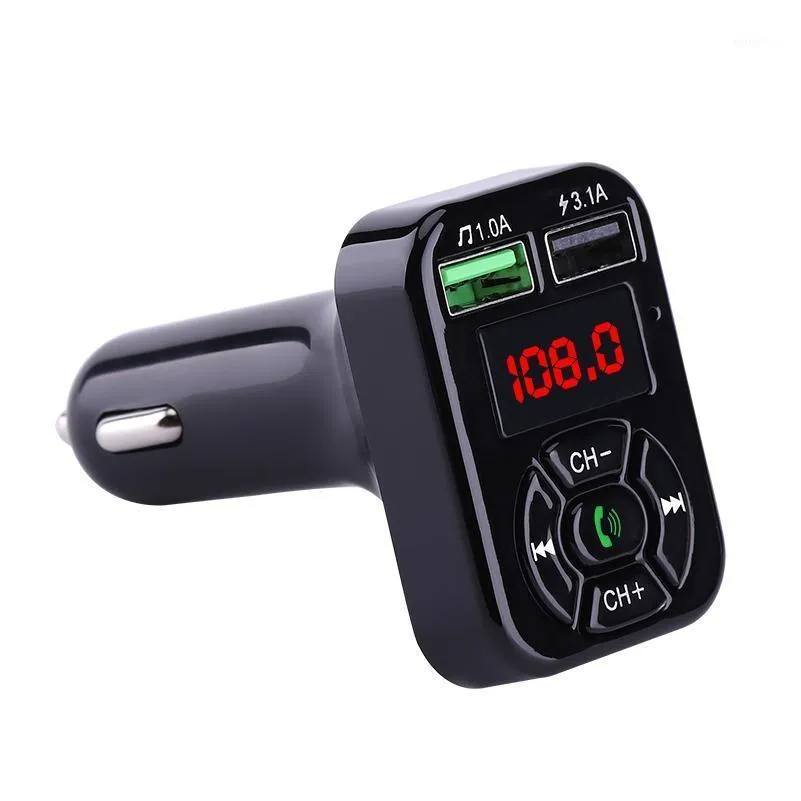 Bluetooth Car Kit 5.0 Fm Transmitter Dual Usb Fast Charger 3.1A Aux Hands O Receiver Mp3 Player Modator1 Drop Delivery Mobiles Motor Dhdle