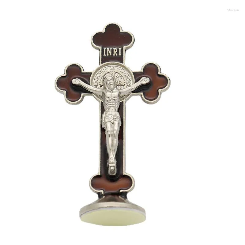 Collares colgantes Diyalo santo santo inri Cristo Jesús Cross Enamelo Santa Benedictina Figuras Estatua de escritorio Ornamento Pendente Regalo artesanal