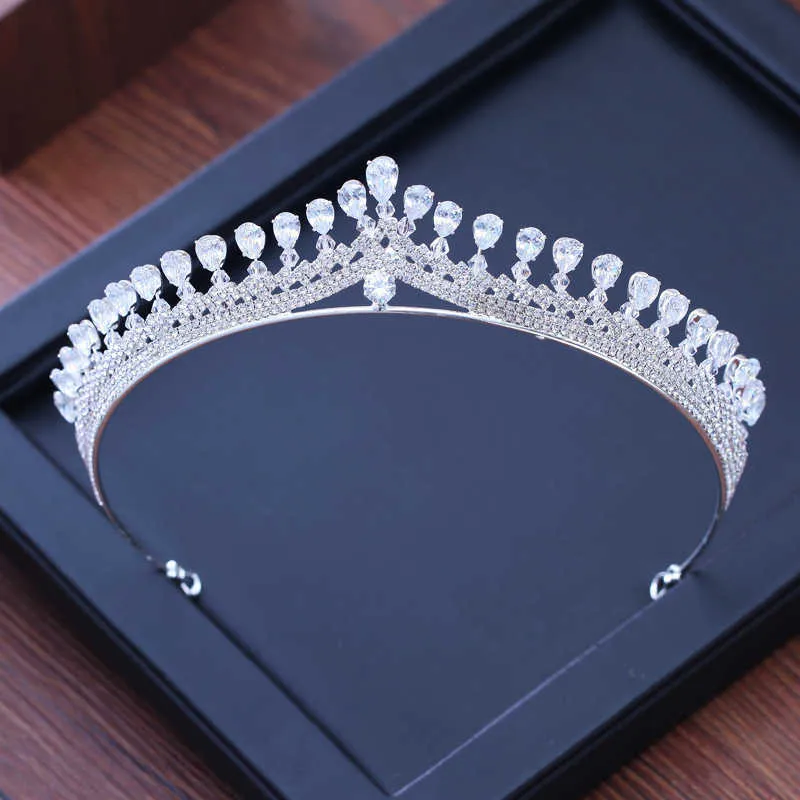 Tiaras luxuosos cúbicos zirconia sparking coroa de casamento tiaras marquês zircon zircão cz shinestone coroa coroa de cristal jóias de cabelo z0220