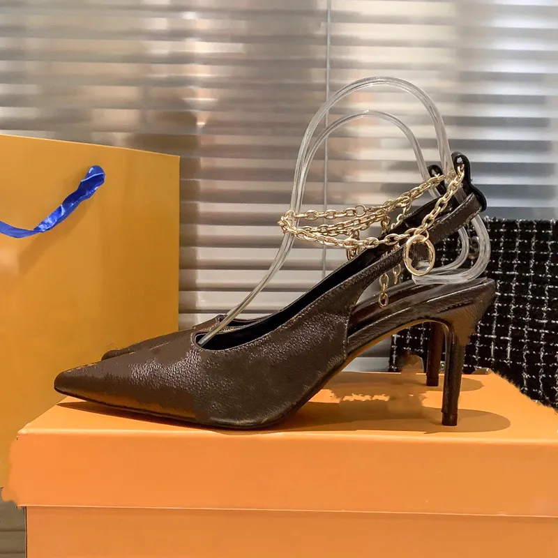 Neue Designer-Luxusschuhe für Damen, Sandale mit hohem Absatz, 8 cm, modische geprägte Sommerklassiker-Sandale, Größe 36–41