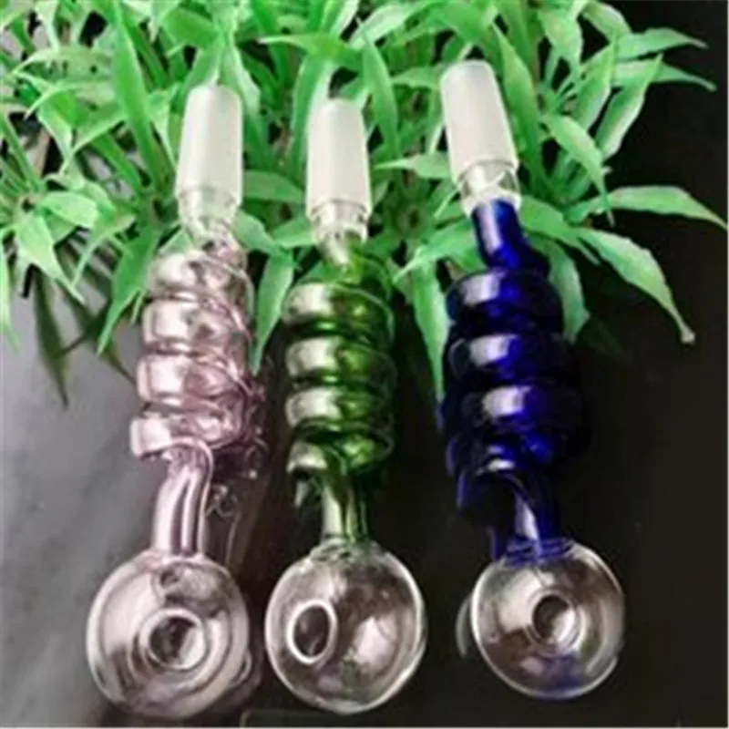Colorful spiral straight pot New Unique Glass Bongs Glass Pipes Water Pipes Hookah Oil Rigs Smoking with Droppe