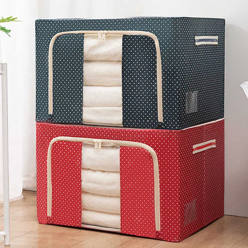 Storage Boxes Bins Large Capacity Clothes Storage Box Foldable Dustproof Closet Organizer Folding Oxford Cloth Luggage Blanket Quilt Sorting Bag Z0220