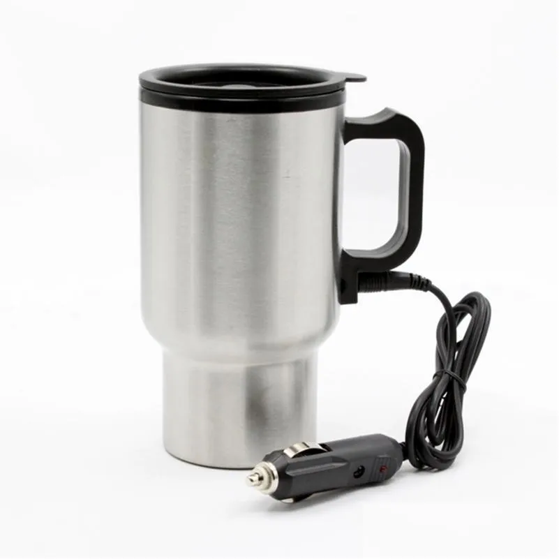 Bilvärmefans Cup Auto 12V Electric Kettle Cars Thermal Heater Cups kokande vattenflasktillbehör 450mladd Kabel Drop Delive Dhyek