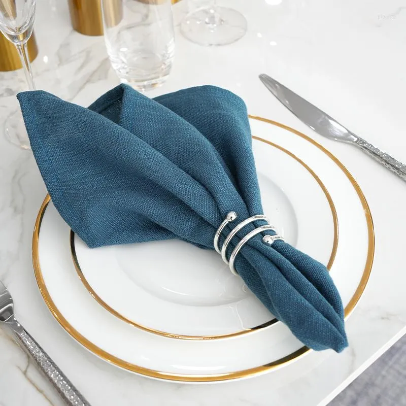 Bordservett 6 st linne som serverar servetter dukardukhållare bröllop dekoration handduk handdukar hantverk för decoupage diverse blått