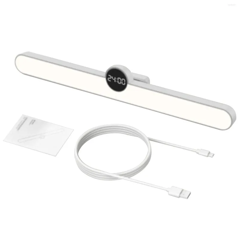 Tafellampen slaapzaallampen LED -lezing onder kast slaapkamer magnetische basis met klok dimer timer verstelbare hoek USB oplaadbaar