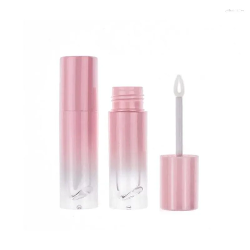 Garrafas de armazenamento 100pcs 4ml Lip Gloss Glaze Tubo Pink Batom Recipiente Recipiente de Vareira de Óleo de Banganha Reabastecida