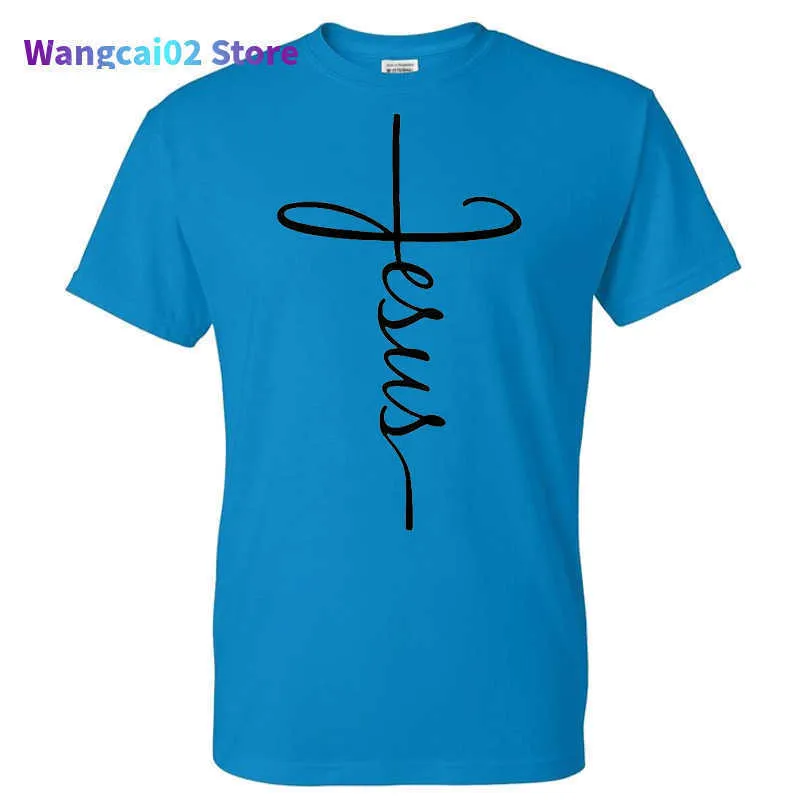 Camisetas de hombre Jesus Cross Art Pattern Camiseta Primavera Moda Hombre / Mujer Casual O-cuello Streetwear Camiseta Algodón de alta calidad Unisex Hip Hop Tees 022023H