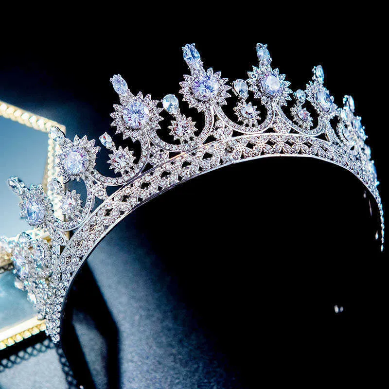 Tiaras Forseven Fashion Fashion Bride غطاء الرأس الرائع المصنوع يدويًا Zircon Rhinestone Crown Wedding Tiara Party Headband Hair Jewelry JL Z0220