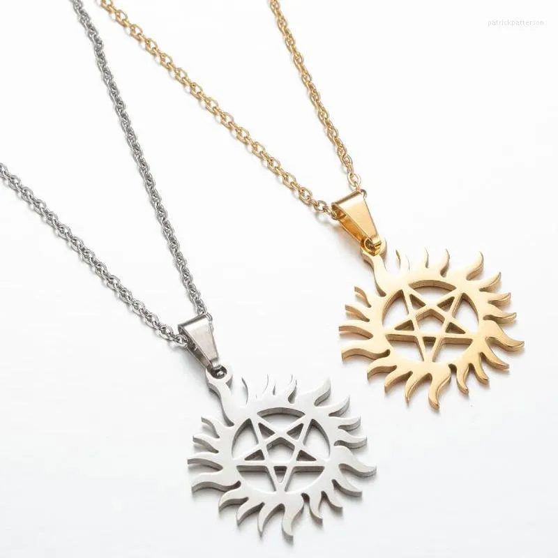 Pendant Necklaces Star Of David In Sparkling Sun Stainless Steel Korean Minimalist Hollow Out Circle Sunshine Sunlight Choker