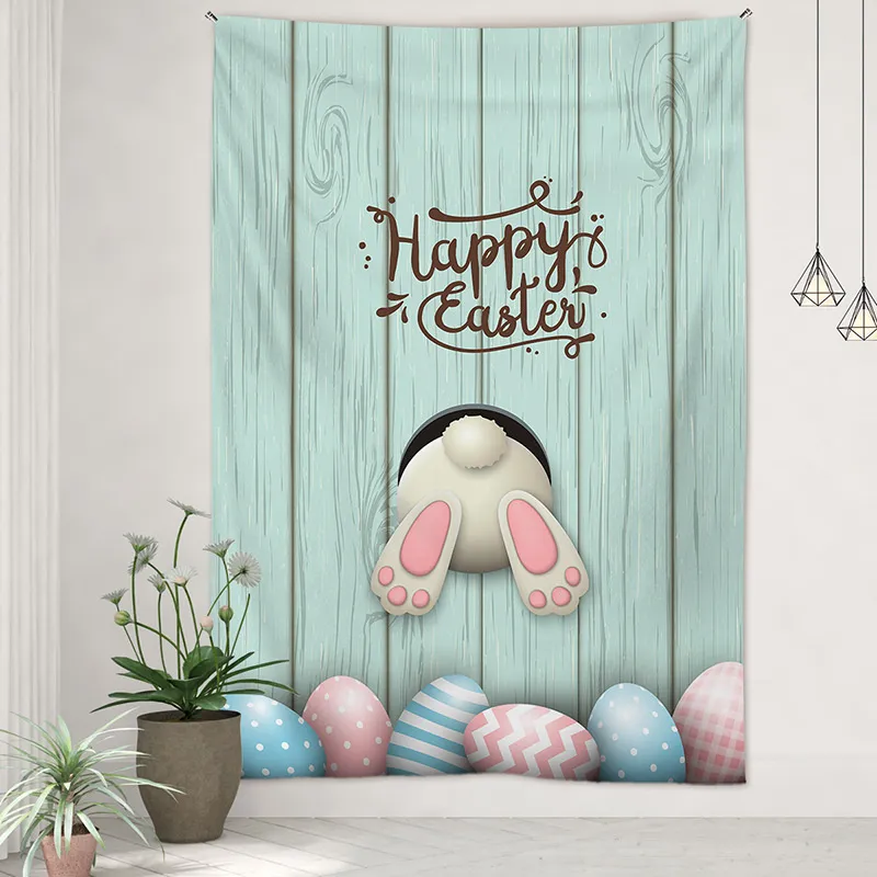 Sınır ötesi Paskalya Ambiyansı Basılı Dekoratif Goblen Dirilişi Yumurta Tavşan Desen Oturma Odası Yatak Odası Dekoratif Arka Plan Bez