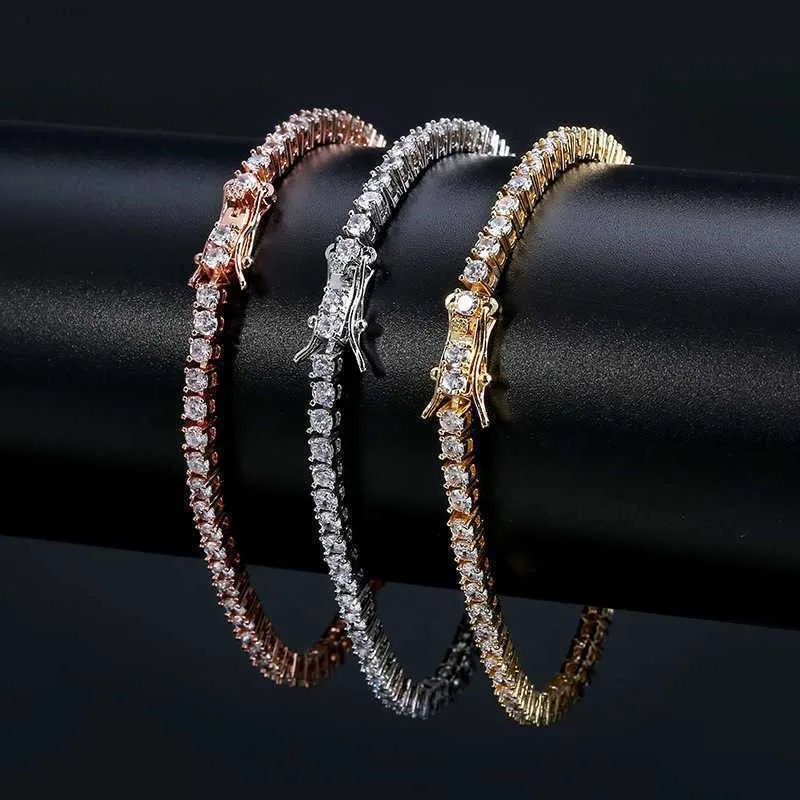 Hotsale Rock Tennis Chains Hip-hop Tide Men's Bracelet-microencased 3mm Bracelet Tennis Bracelets for Men and Women Iced Out Jewelry