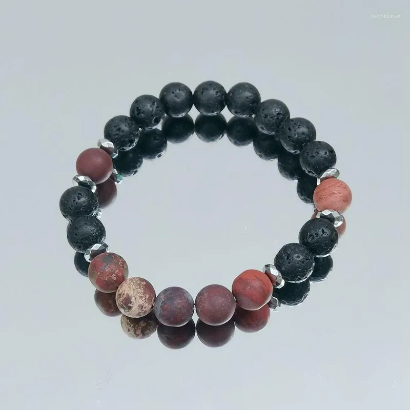 Strand Lii Ji Boho Bracciale Red Jasper Lava Hematite Women 16cm Stock Sale