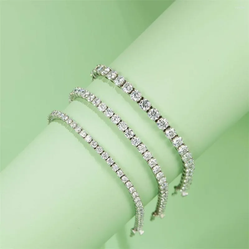 Цепи Tuswans Classic 925 Серебряное серебро 4 мм мойссанитовые ожерелья алмаза для женщин Свадебная вечеринка