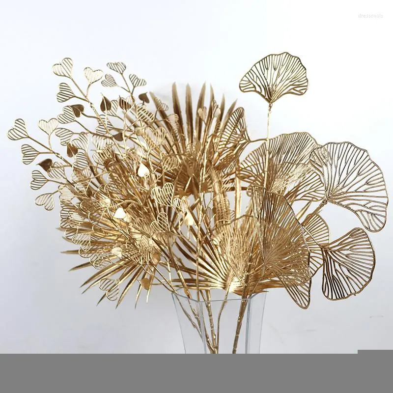 Decoratieve bloemen gouden serie kunstmatige kerstdecor verschillende stijlen thuis bruiloft bloem plastic materialen decoratie