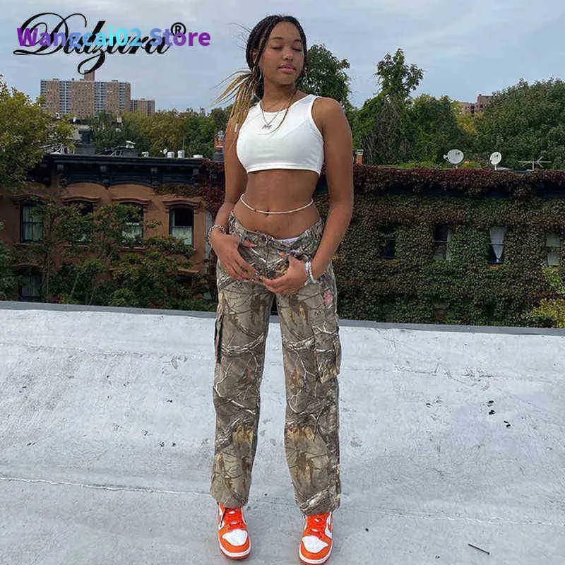 Women's Pants Capris Dulzura Tree Forest Print Women High Waist Cargo Pants Wide Leg Trousers Pocket Loose Streetwear Casual Autumn Winter 022023H