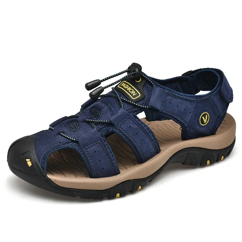 Sandals Summer Genuine Leather Men Shoes Large Size Mens Fashion Slippers Big 230220